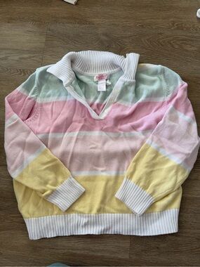 Pastel Striped Pullover Sweater - Pink, Yellow & Mint